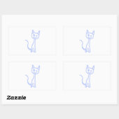 Sticker Rectangulaire Chat mignon en train de couler. Bleu. (Feuille)