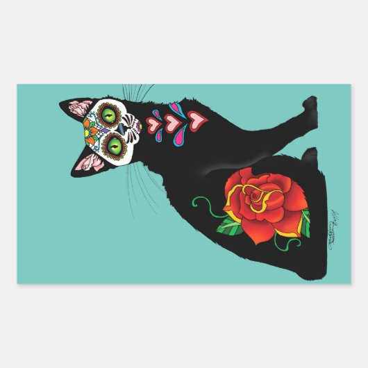 Sticker Rectangulaire Chat noir de Sugar (Devant)