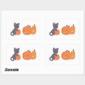 Sticker Rectangulaire Chat noir d'Halloween et Citrouilles (Feuille)