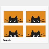 Sticker Rectangulaire Chat noir drôle (Feuille)