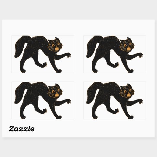 Sticker Rectangulaire Chat noir effrayant 1920 (Feuille)