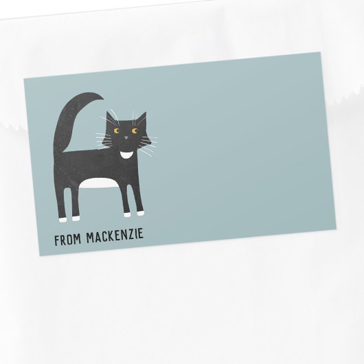 Sticker Rectangulaire Chat noir et blanc Personnalisé