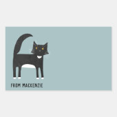 Sticker Rectangulaire Chat noir et blanc Personnalisé (Devant)