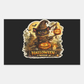 Sticker Rectangulaire 🐈⬛🎃 Chat Noir et Citrouille Épouvantables – Nui (Devant)