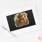 Sticker Rectangulaire 🐈⬛🎃 Chat Noir et Citrouille Épouvantables – Nui (Enveloppe)