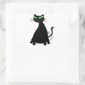 Sticker Rectangulaire Chat noir gras aux yeux verts (Sac)