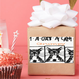 Sticker Rectangulaire Chat Noir Grumpy pour la Personne Grumpy ou Chat