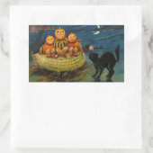 Sticker Rectangulaire Chat noir vintage Halloween Citrouille (Sac)