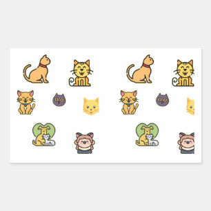 Sticker Rectangulaire Chat personnalisé et chat mignon