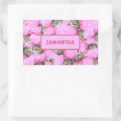 Sticker Rectangulaire Chat rose Funny personnalisé (Sac)