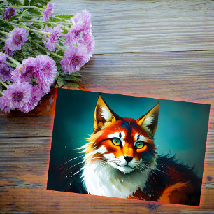 Sticker Rectangulaire chat rouge vif animal coloré art whisky adorable