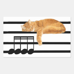 Sticker Rectangulaire Chat tigré musical de minou