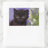 Sticker Rectangulaire Chat Van Gogh avec fleurs blanches (Sac)