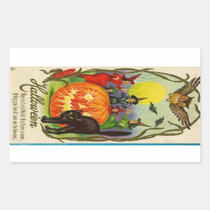 Sticker Rectangulaire Chat vintage de sorcière de l'autocollant de