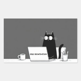 Sticker Rectangulaire Chat Zéro Motivation – Dessin animé drôle de trava