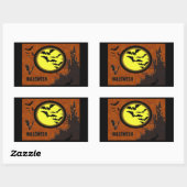 Sticker Rectangulaire Château haunted, Bats et Yellow Moon (Feuille)
