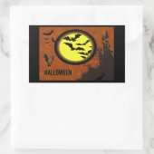Sticker Rectangulaire Château haunted, Bats et Yellow Moon (Sac)