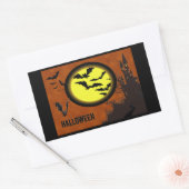 Sticker Rectangulaire Château haunted, Bats et Yellow Moon (Enveloppe)
