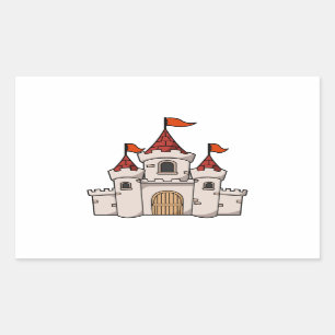 Sticker Rectangulaire Château médiéval de bande dessinée rouge et
