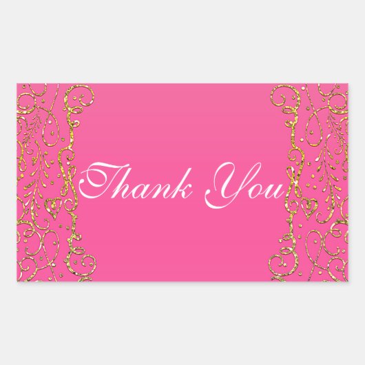 Sticker Rectangulaire Château royal rose et or, faveur de princesse de c (Devant)