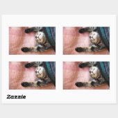 Sticker Rectangulaire Chaton à neige (Feuille)