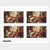 Sticker Rectangulaire Chatons et piano (Feuille)
