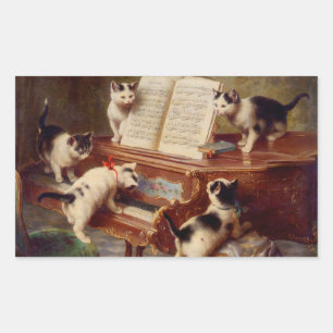 Sticker Rectangulaire Chatons et piano