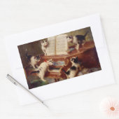 Sticker Rectangulaire Chatons et piano (Enveloppe)