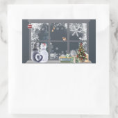 Sticker Rectangulaire Chats à la fenêtre de Noël (Sac)