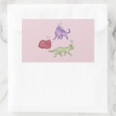 Sticker Rectangulaire Chats Aliens Espace Fantaisiste Chat Drôle Sci-Fi (Sac)