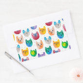 Sticker Rectangulaire Chats aquarelles et amis (Enveloppe)