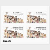 Sticker Rectangulaire Chats Chiens Animaux Animaux de compagnie dessinés (Feuille)