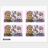 Sticker Rectangulaire Chats de Noël (Feuille)