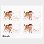 Sticker Rectangulaire Chats de vacances en rouge et rose flocon de neige (Feuille)