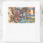 Sticker Rectangulaire Chats devant la boulangerie (Sac)