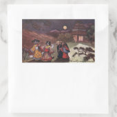 Sticker Rectangulaire Chats en Kimonos Promenade nocturne (Sac)