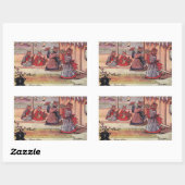 Sticker Rectangulaire Chats en Kimonos Vintage Louis Wain (Feuille)