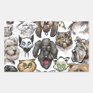 Sticker Rectangulaire Chats et chiens