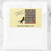 Sticker Rectangulaire Chats et livres (Sac)