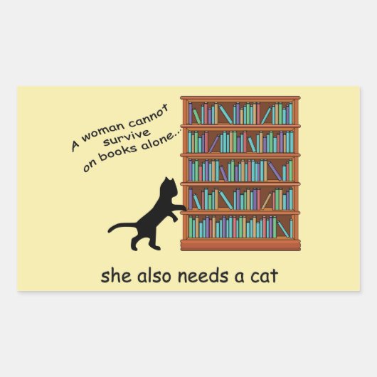 Sticker Rectangulaire Chats et livres (Devant)