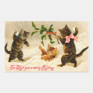 Papier Cadeau Maison Tabby Blanc Chaton Chat Arbre De Noel Rouge De Noel Papier Cadeau 6 Feuilles 6 Etiquettes