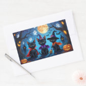 Sticker Rectangulaire Chats noirs Citrouille Halloween drôle (Enveloppe)