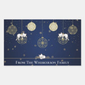 Sticker Rectangulaire Chats sucrés dormant sur des ornements de Noël Or (Devant)