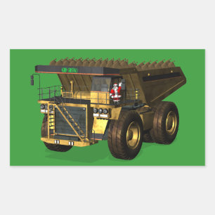 Sticker Rectangulaire Chauffeur de camion de vidage géant Santa Claus
