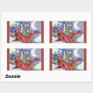 STICKER RECTANGULAIRE CHAUSSURES FUNNY N'FITZ, CARDINATEUR GÉANT DE NOËL