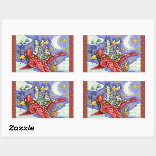 STICKER RECTANGULAIRE CHAUSSURES FUNNY N'FITZ, CARDINATEUR GÉANT DE NOËL (Feuille)