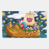 STICKER RECTANGULAIRE CHAUSSURES NÉERLANDAISES PÈRE NOËL SHIP, ICEBERGS, (Devant)