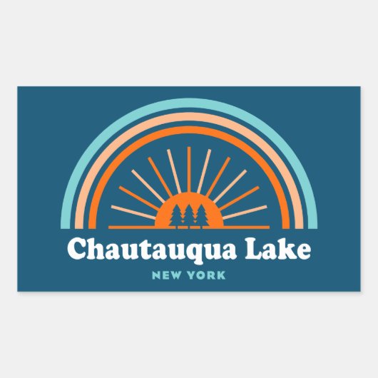 Sticker Rectangulaire Chautauqua Lake New York Rainbow (Devant)