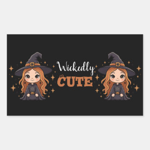 Sticker Rectangulaire Chauve sorcière d'Halloween Éffrayant adorable