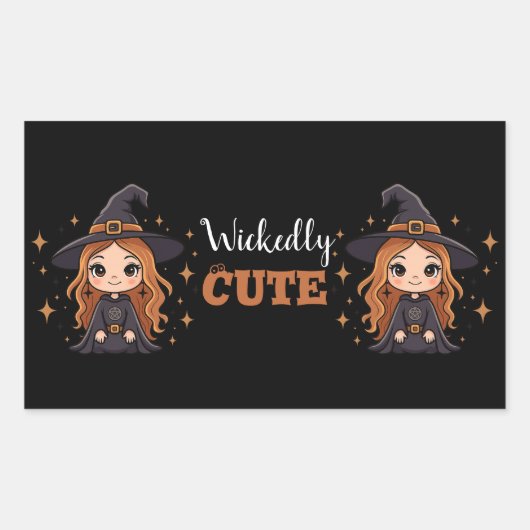 Sticker Rectangulaire Chauve sorcière d'Halloween | Éffrayant adorable (Devant)